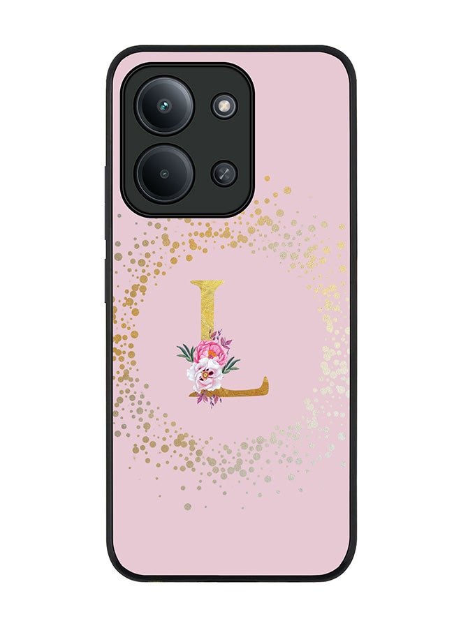For Xiaomi Redmi 15C 4G Case,Slim fit Camera Protection, Shockproof Thin Phone cover  - Custom Monogram Floral - L  (Pink )